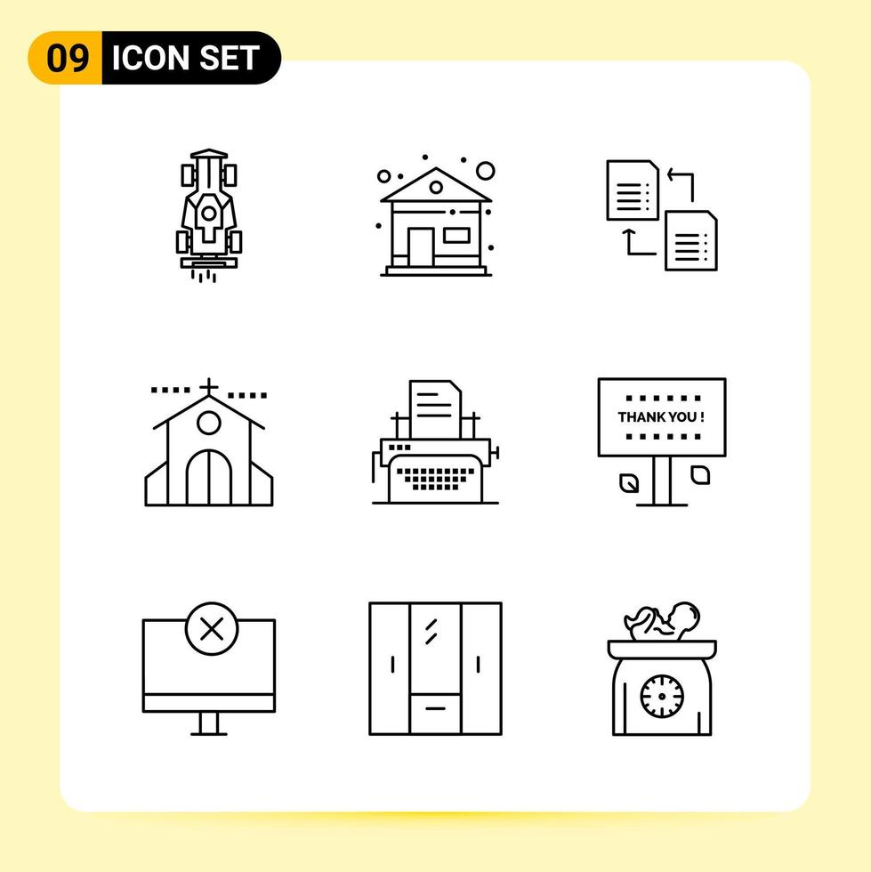 9 Creative Icons for Modern website design and responsive mobile apps 9 Outline Symbols Signs on White Background 9 Icon Pack vector