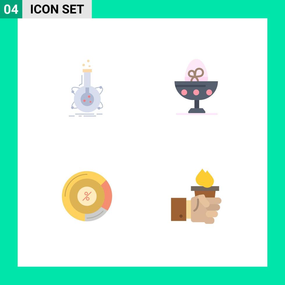 Group of 4 Modern Flat Icons Set for research food tube boiled egg persentage Editable Vector Design Elements