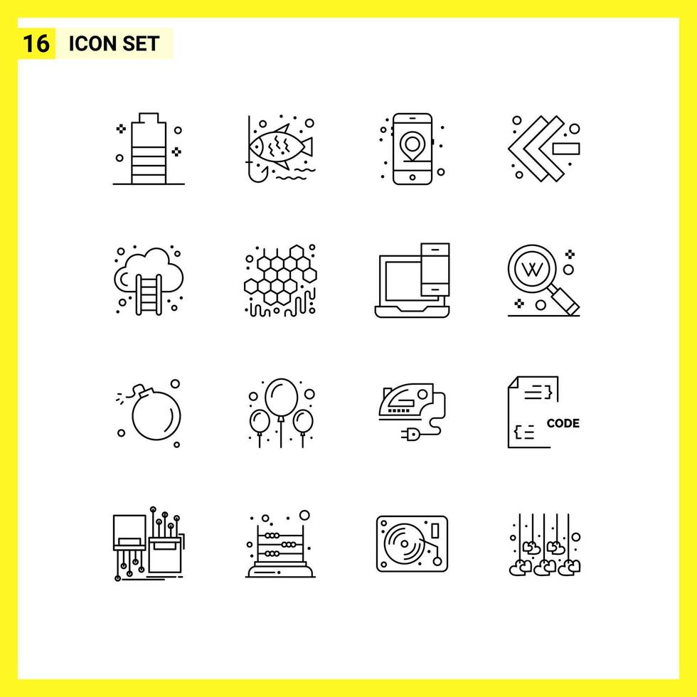 16 Thematic Vector Outlines and Editable Symbols of finance left leisure fast forward seo Editable Vector Design Elements