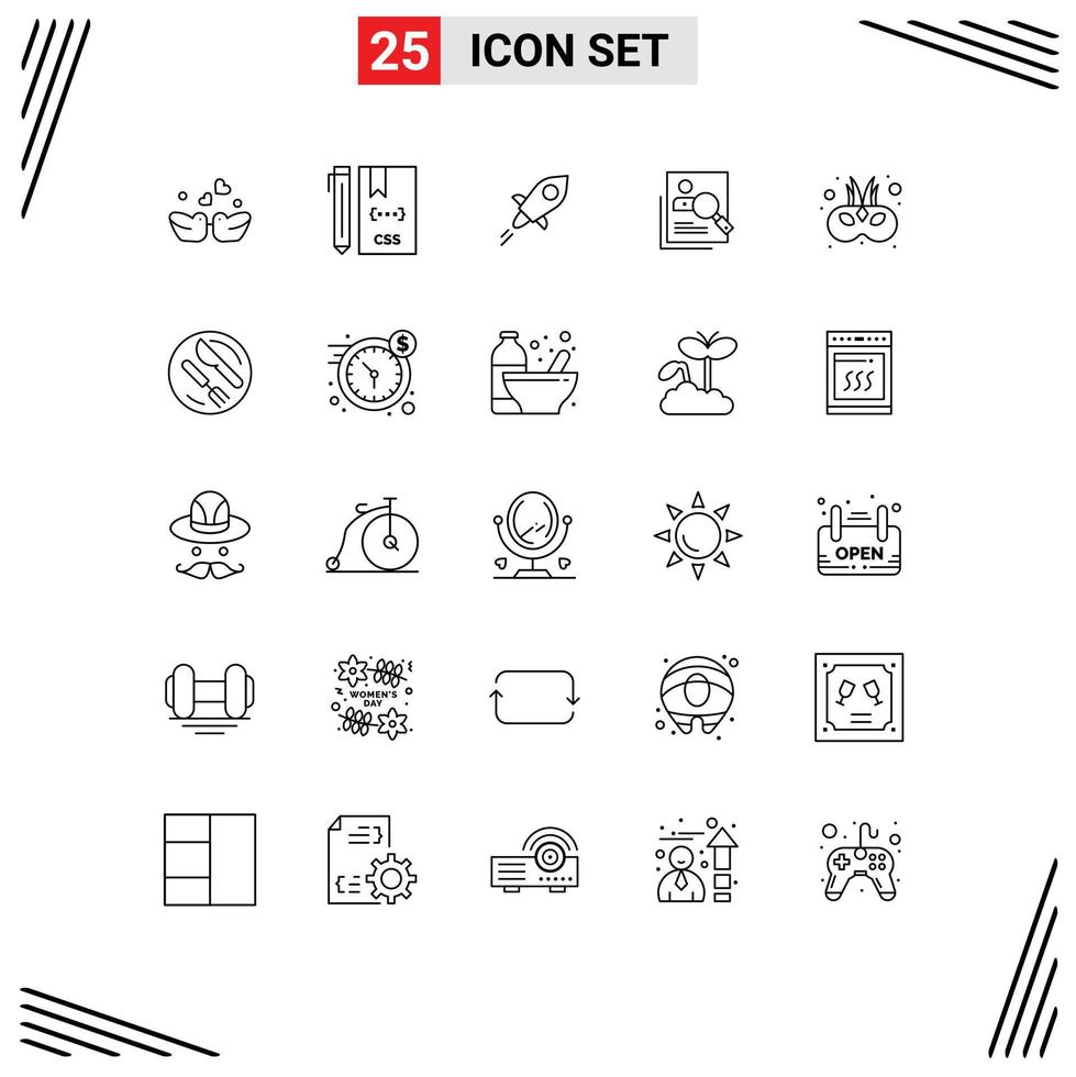 Group of 25 Lines Signs and Symbols for personal human development hr line Editable Vector Design Elements