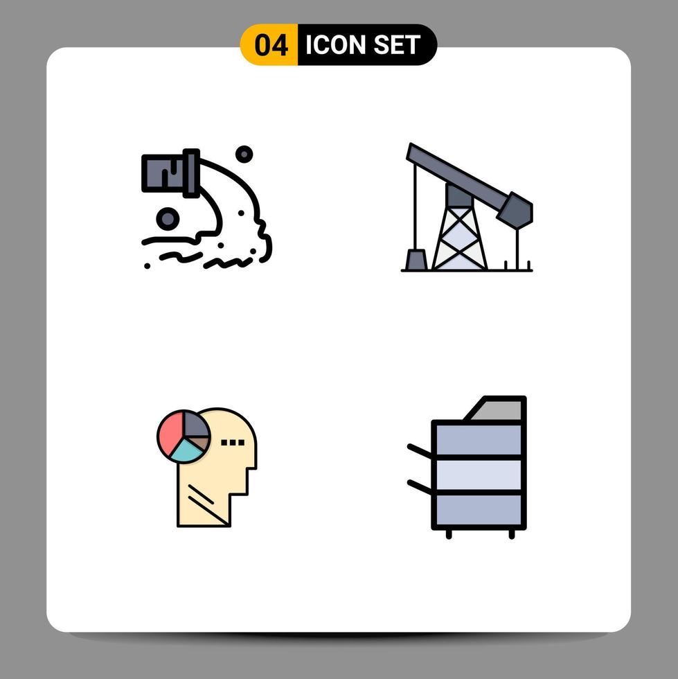 Pictogram Set of 4 Simple Filledline Flat Colors of pipe graph sewage industry mind Editable Vector Design Elements