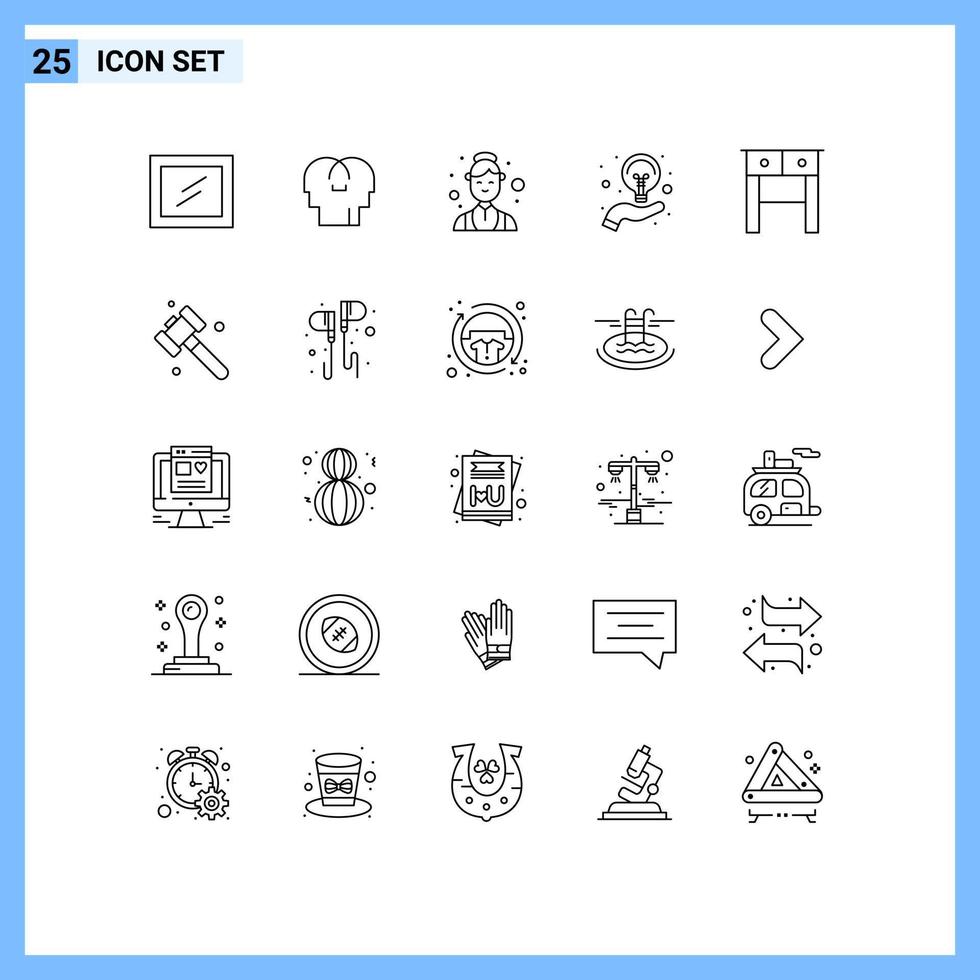 25 Creative Icons Modern Signs and Symbols of construction drawer health desk hand Editable Vector Design Elements