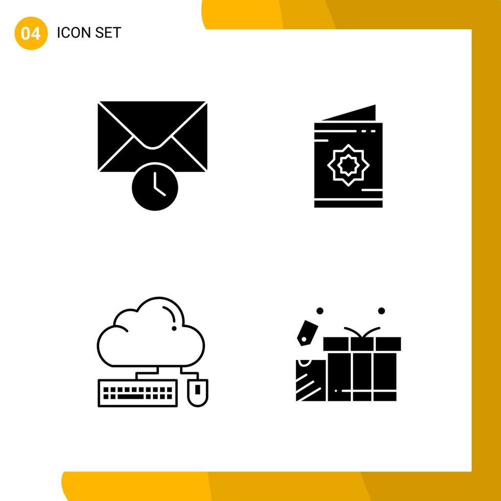 4 Icon Set Solid Style Icon Pack Glyph Symbols isolated on White Backgound for Responsive Website Designing vector