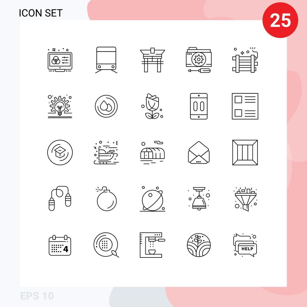 25 Universal Line Signs Symbols of bomb setting gate options configuration Editable Vector Design Elements