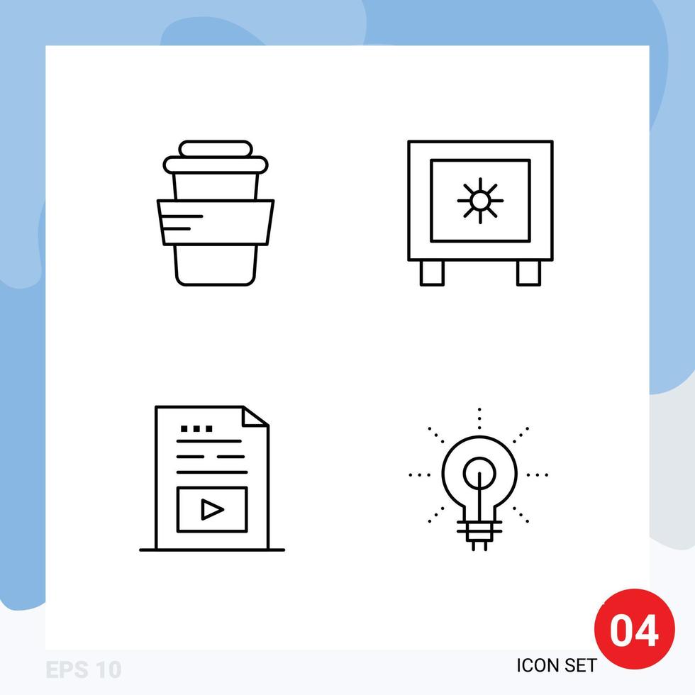 Universal Icon Symbols Group of 4 Modern Filledline Flat Colors of glass media locker logistic music Editable Vector Design Elements