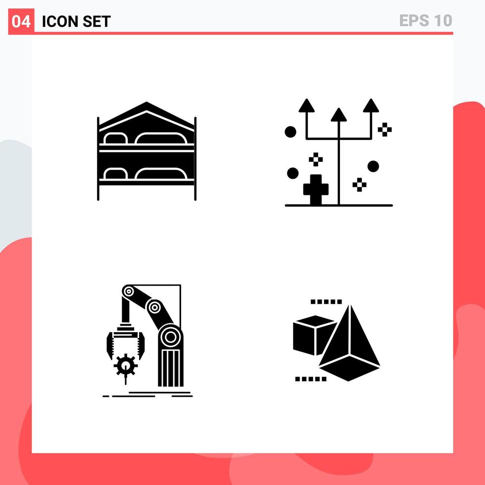 Collection of 4 Vector Icons in solid style Modern Glyph Symbols for Web and Mobile Solid Icon Sign Isolated on White Background 4 Icons