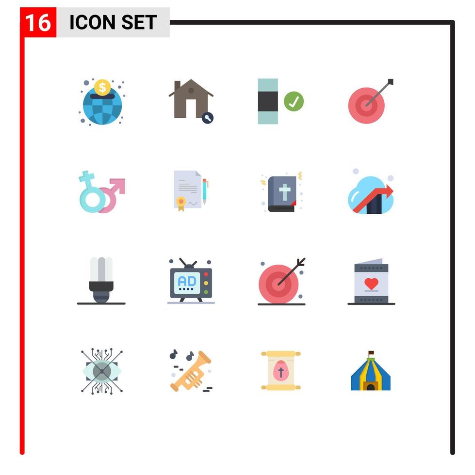 User Interface Pack of 16 Basic Flat Colors of venus trophy real sport archery Editable Pack of Creative Vector Design Elements