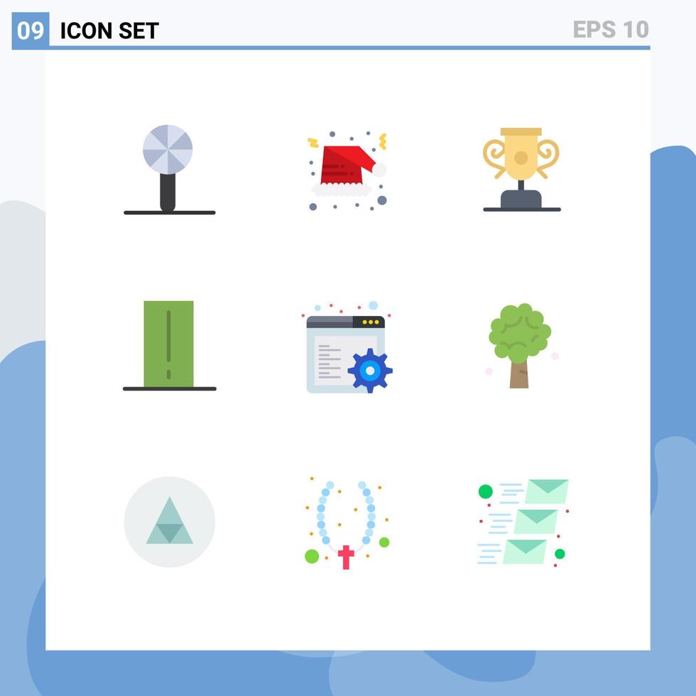 Pictogram Set of 9 Simple Flat Colors of browser gadget xmas electronics biology meter Editable Vector Design Elements