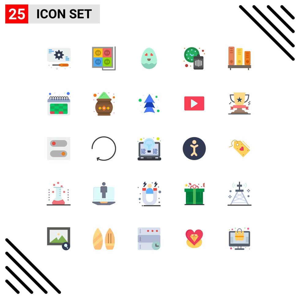 Set of 25 Modern UI Icons Symbols Signs for library waste tool time clock Editable Vector Design Elements