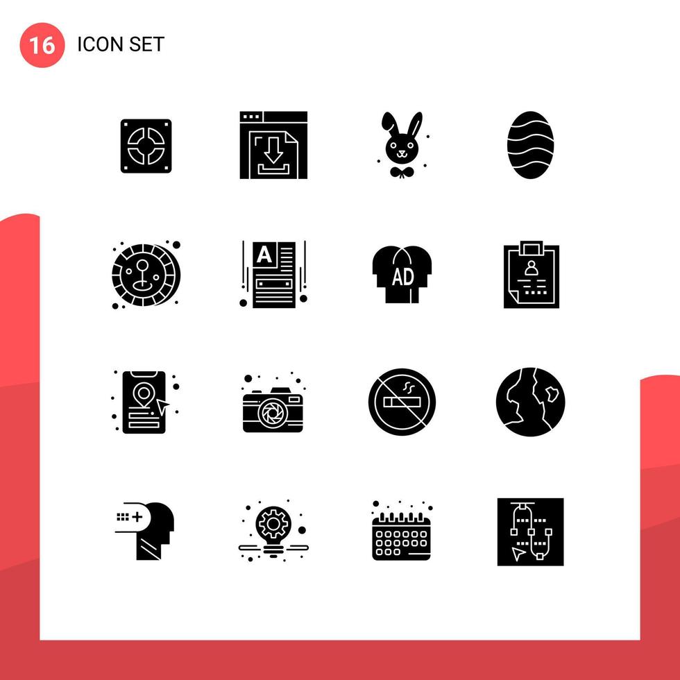 Solid Glyph Pack of 16 Universal Symbols of make a website joystick bynny coin bread Editable Vector Design Elements