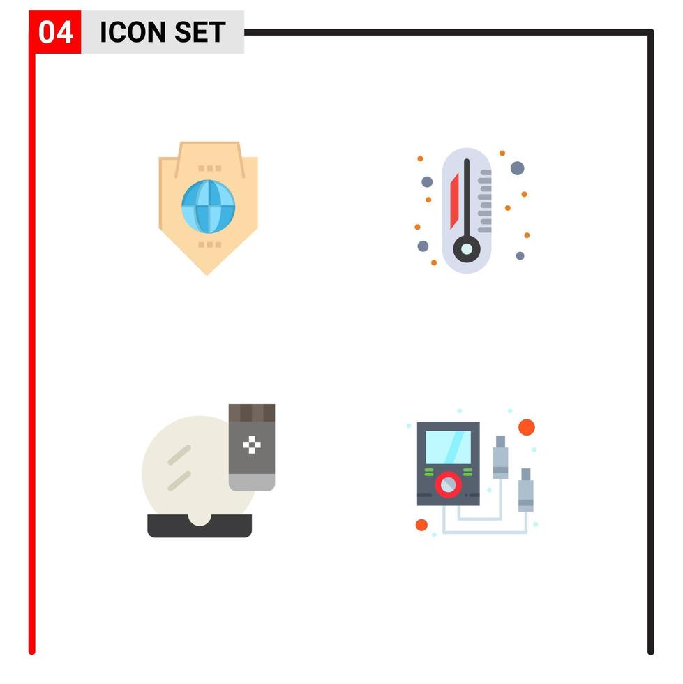 4 Universal Flat Icon Signs Symbols of access face compact globe degree makeover Editable Vector Design Elements