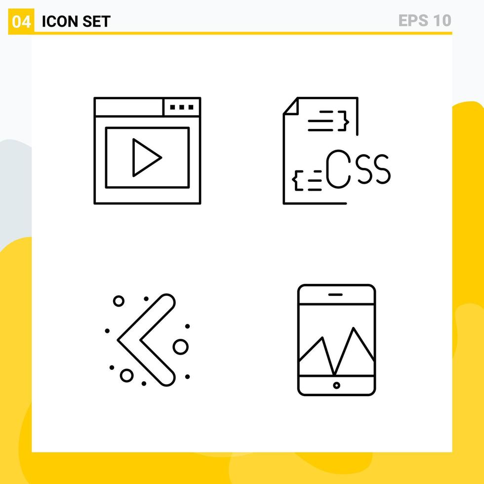 Collection of 4 Universal Line Icons Icon Set for Web and Mobile vector