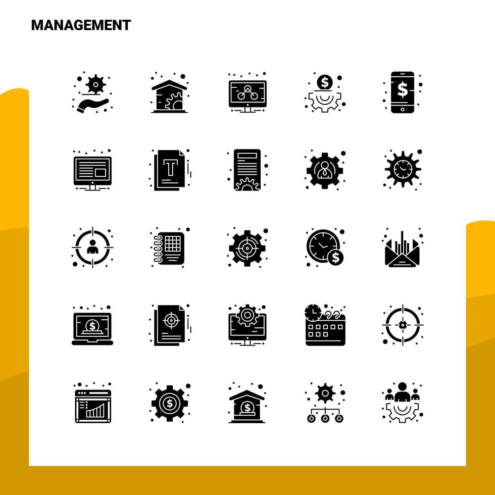 25 Management Icon set Solid Glyph Icon Vector Illustration Template For Web and Mobile Ideas for business company