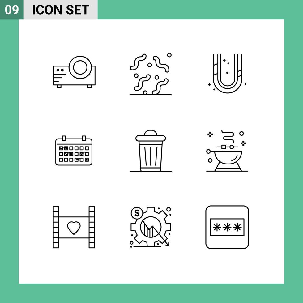 9 Creative Icons Modern Signs and Symbols of environment year mechanical mounth calendar Editable Vector Design Elements