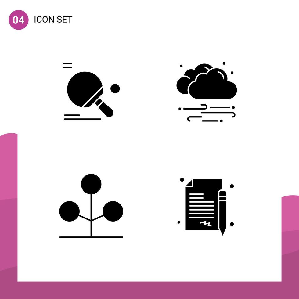 Modern Set of Solid Glyphs Pictograph of racket forest ping pong wind nature Editable Vector Design Elements