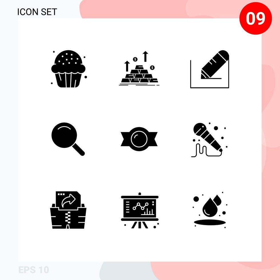 Stock Vector Icon Pack of 9 Line Signs and Symbols for bonbon search money expanded text Editable Vector Design Elements