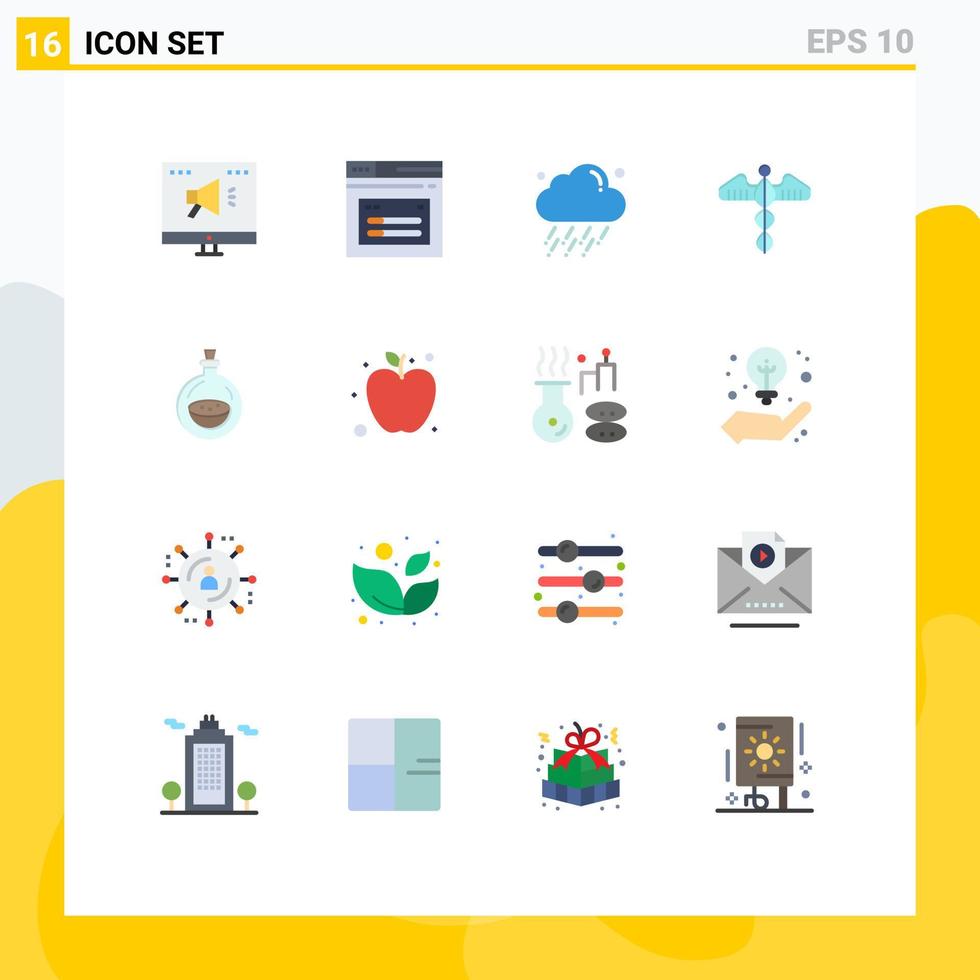 Group of 16 Modern Flat Colors Set for perfume health cloud heart medical Editable Pack of Creative Vector Design Elements