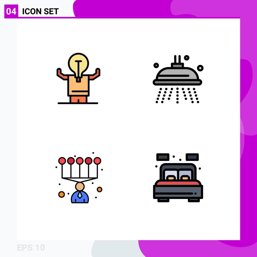 Universal Icon Symbols Group of 4 Modern Filledline Flat Colors of business personal skills person park home Editable Vector Design Elements