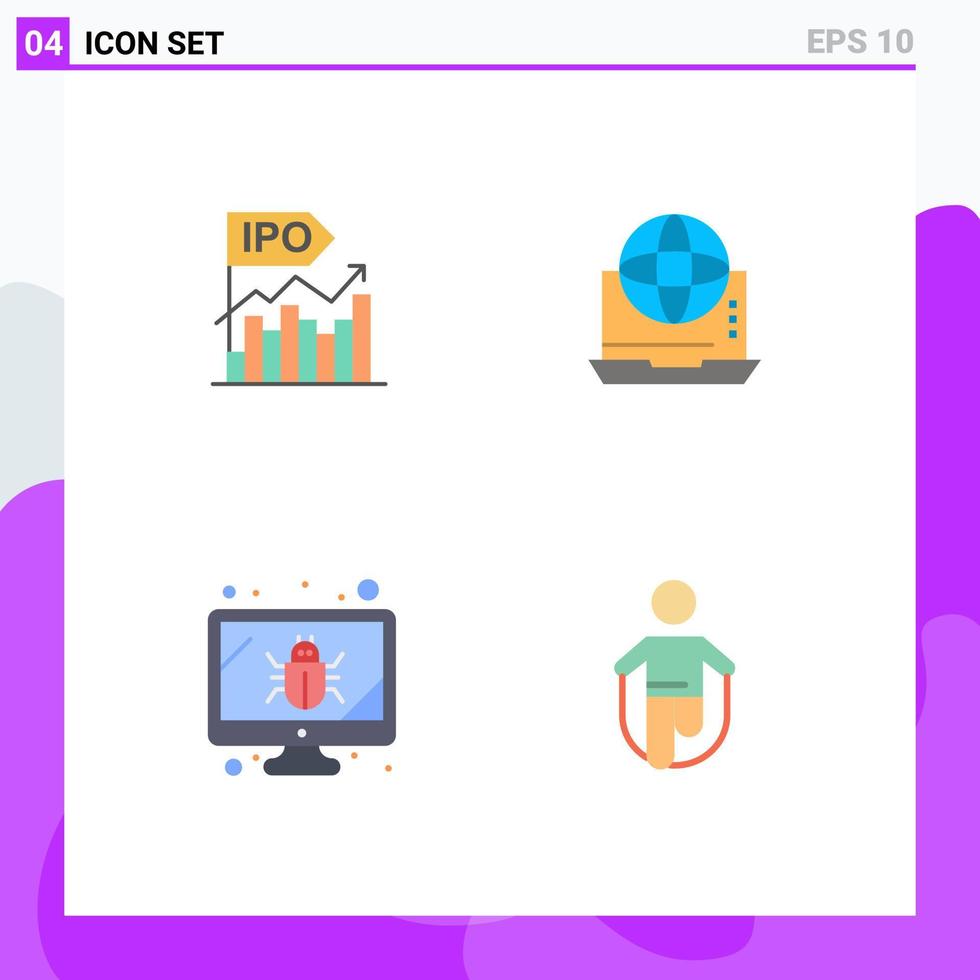 Flat Icon Pack of 4 Universal Symbols of ipo connection modern internet online Editable Vector Design Elements