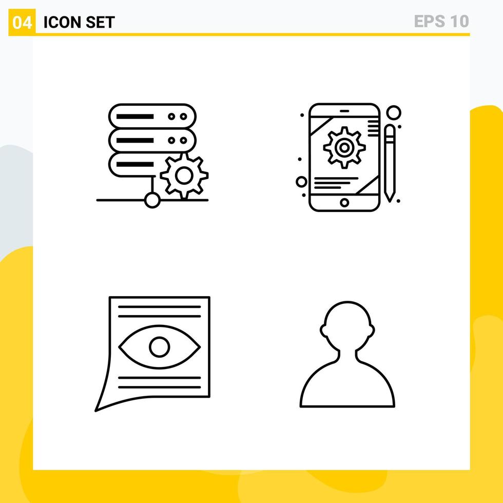 Collection of 4 Universal Line Icons Icon Set for Web and Mobile vector