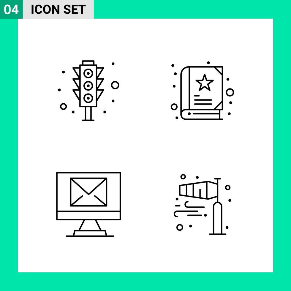 Pack of 4 Line Style Icon Set Outline Symbols for print Creative Signs Isolated on White Background 4 Icon Set vector