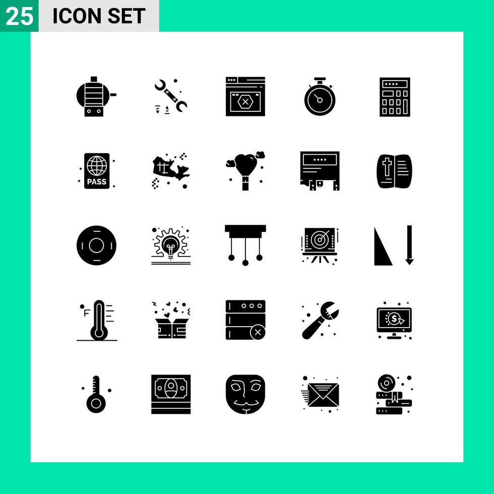 Stock Vector Icon Pack of 25 Line Signs and Symbols for beach calulat website calculator navigation Editable Vector Design Elements