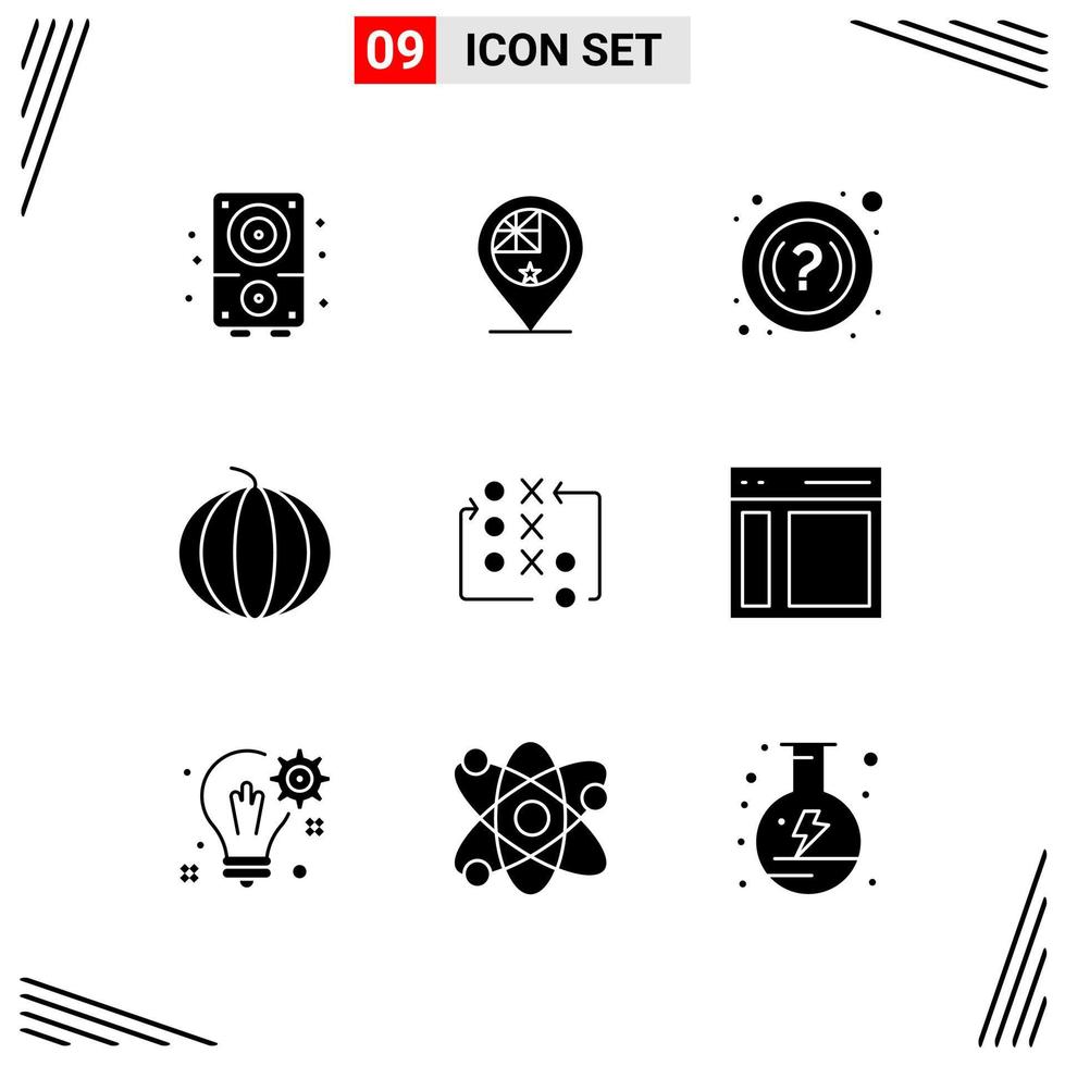 9 Icons Solid Style Grid Based Creative Glyph Symbols for Website Design Simple Solid Icon Signs Isolated on White Background 9 Icon Set vector