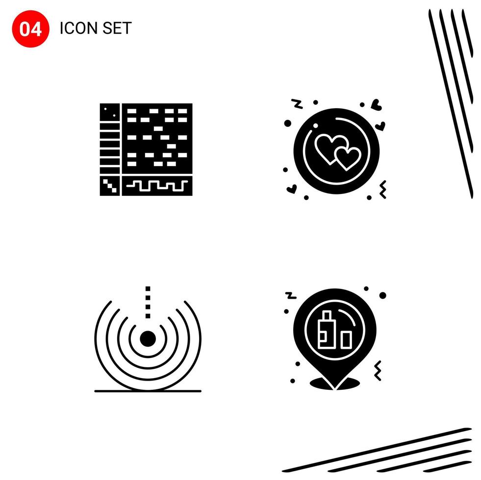 Collection of 4 Vector Icons in solid style Pixle Perfect Glyph Symbols for Web and Mobile Solid Icon Signs on White Background 4 Icons