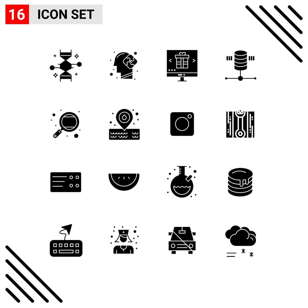 16 Universal Solid Glyphs Set for Web and Mobile Applications web hosting hosting puzzle computing online Editable Vector Design Elements