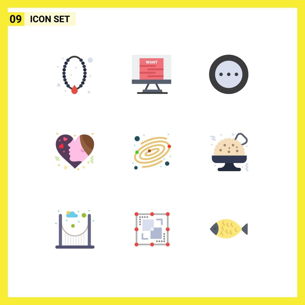 9 Thematic Vector Flat Colors and Editable Symbols of hearts emotion wanted emojis order Editable Vector Design Elements