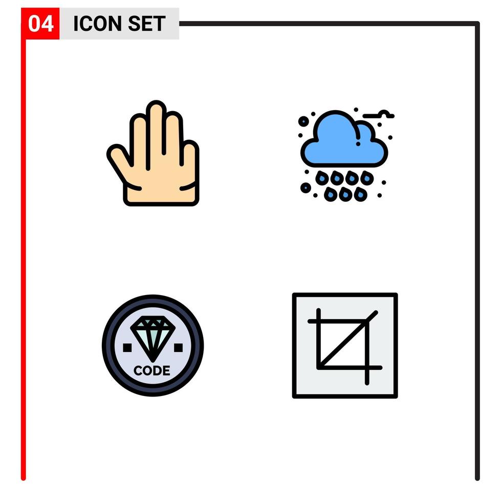 conjunto de pictogramas de 4 colores planos de línea de llenado simple de dedos desarrollan programación meteorológica otoñal elementos de diseño vectorial editables vector