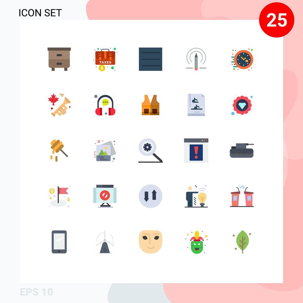 Set of 25 Modern UI Icons Symbols Signs for time clock case tools pencil Editable Vector Design Elements