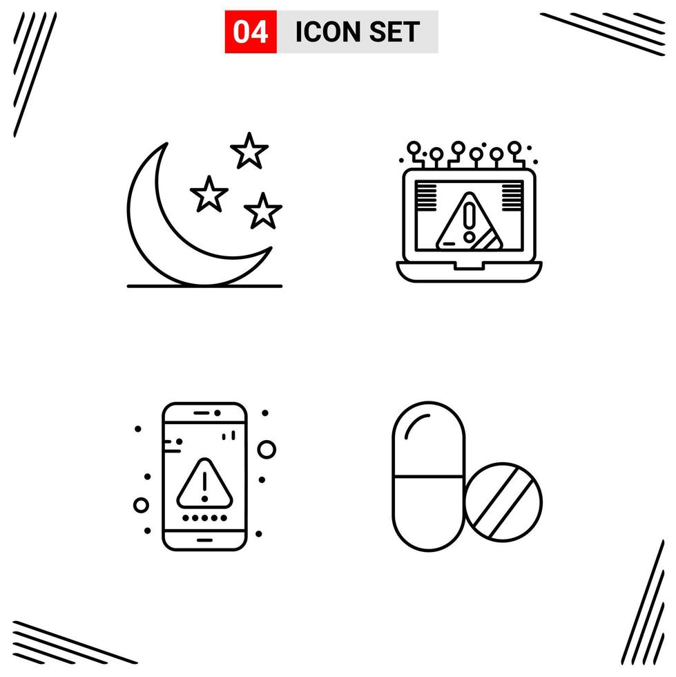 4 Icons Line Style Grid Based Creative Outline Symbols for Website Design Simple Line Icon Signs Isolated on White Background 4 Icon Set vector