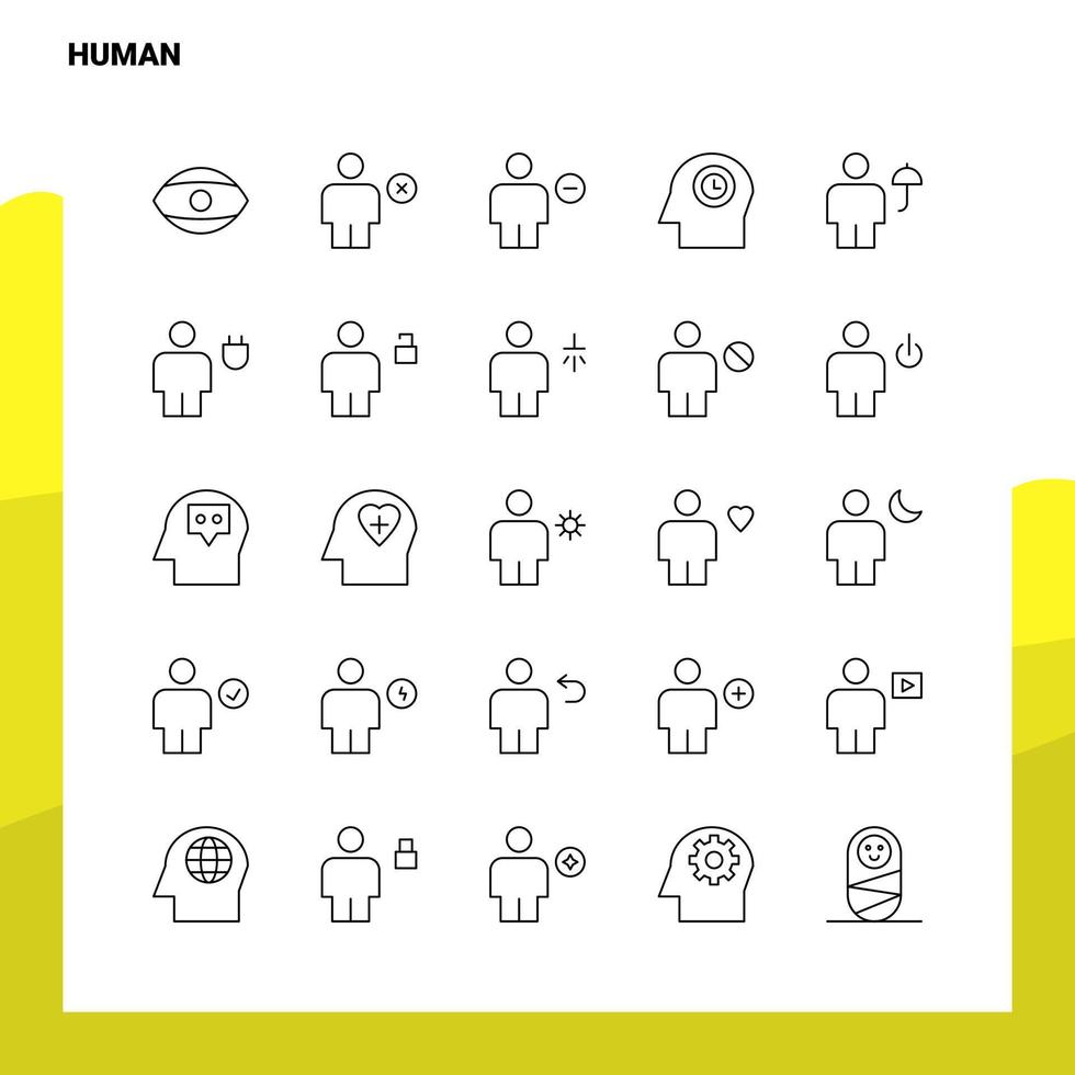 Set of Human Line Icon set 25 Icons Vector Minimalism Style Design Black Icons Set Linear pictogram pack