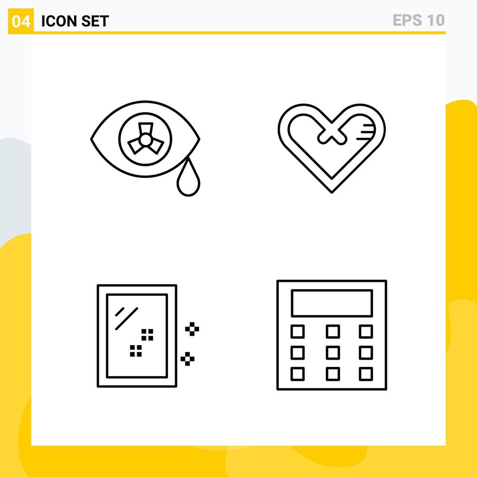 Collection of 4 Universal Line Icons Icon Set for Web and Mobile vector