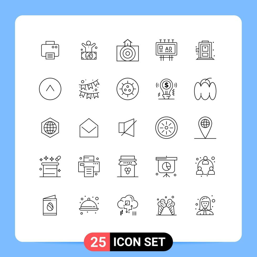 Universal Icon Symbols Group of 25 Modern Lines of publicity marketing rich billboard advertisement weather Editable Vector Design Elements