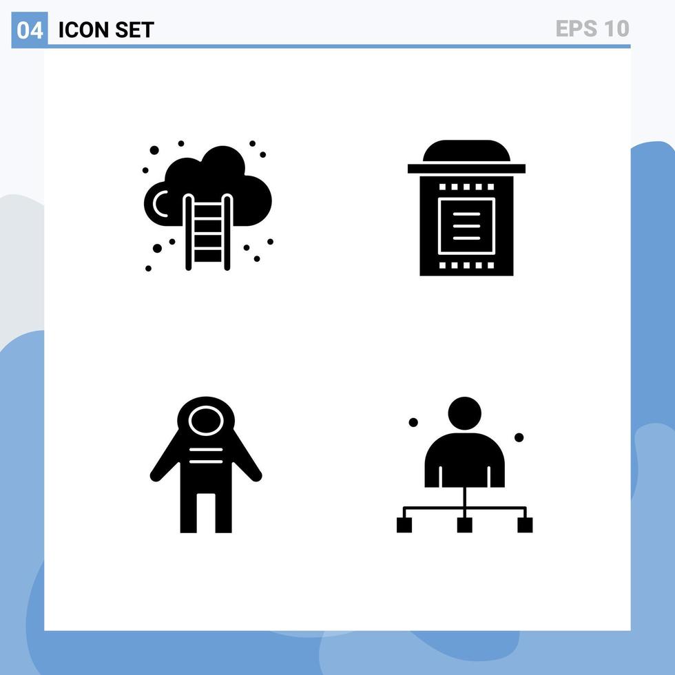 4 Universal Solid Glyphs Set for Web and Mobile Applications business astronaut marketing halloween people Editable Vector Design Elements