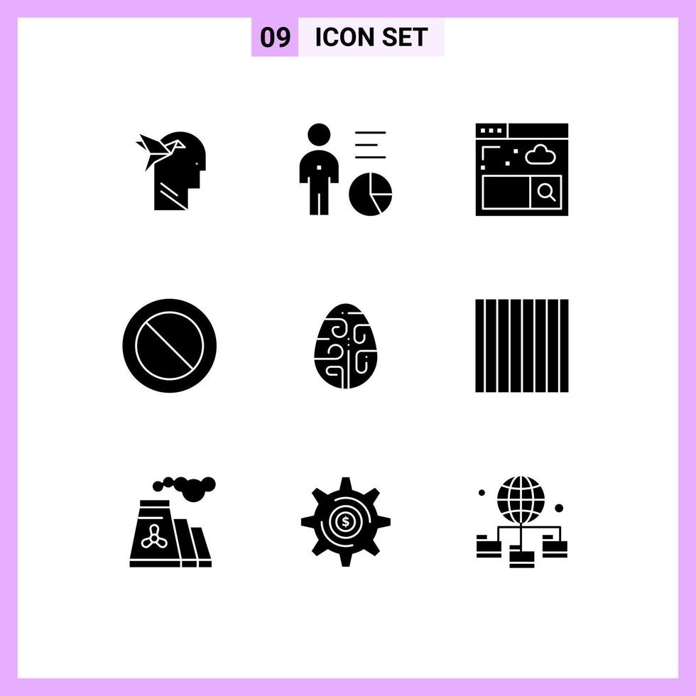 9 Universal Solid Glyphs Set for Web and Mobile Applications easter celebration person sign ban Editable Vector Design Elements