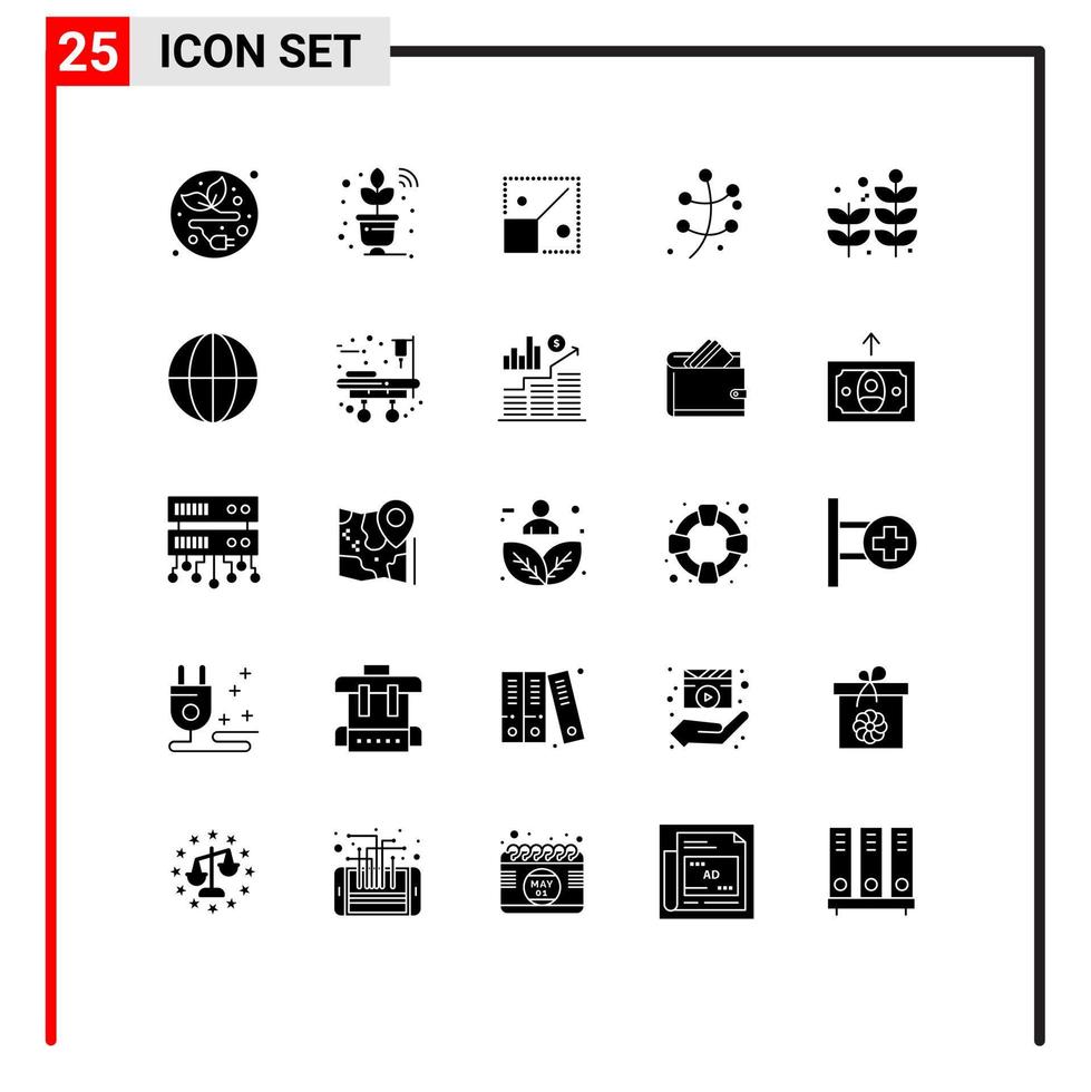 Set of 25 Modern UI Icons Symbols Signs for plant business resize spring leaf Editable Vector Design Elements