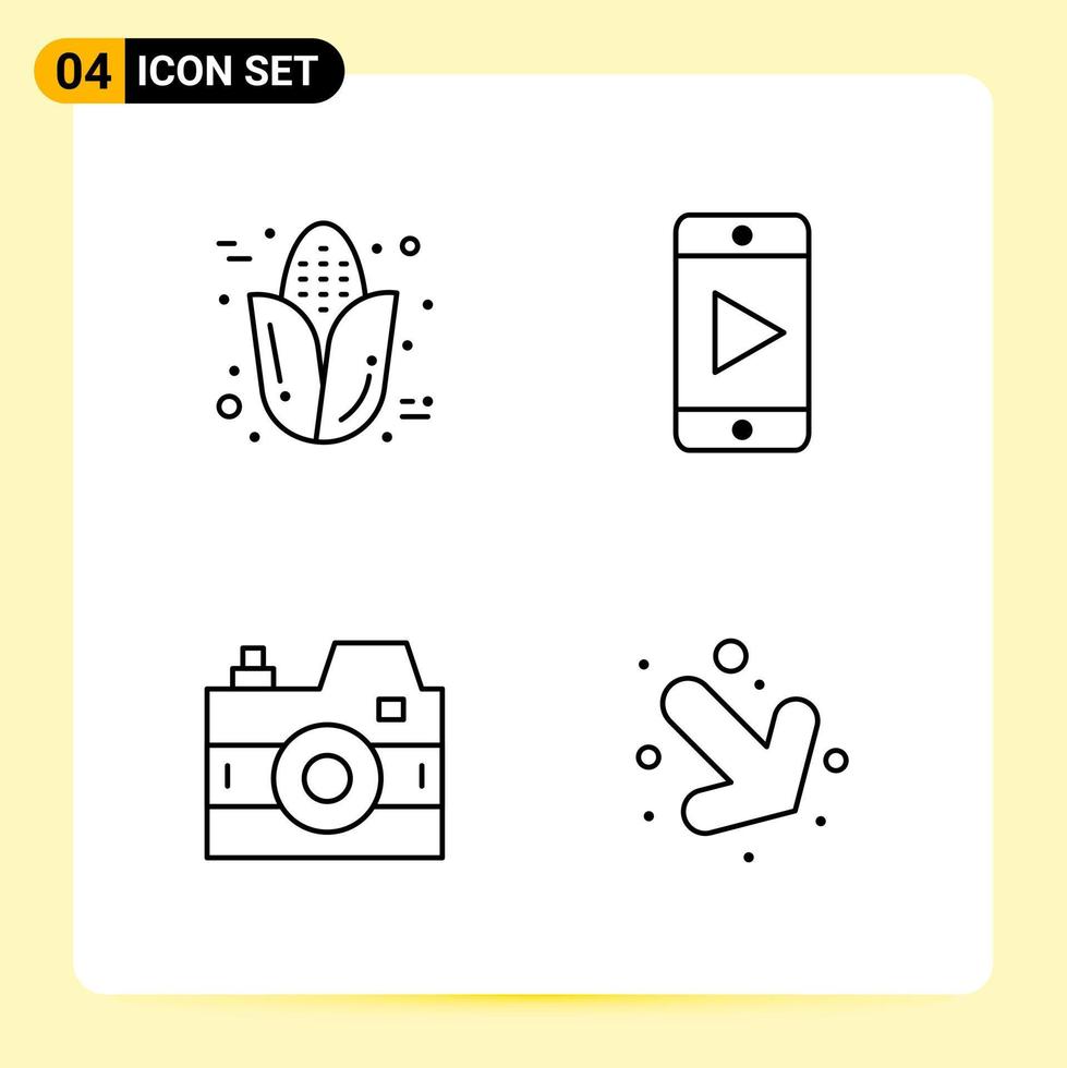 4 Creative Icons for Modern website design and responsive mobile apps 4 Outline Symbols Signs on White Background 4 Icon Pack vector