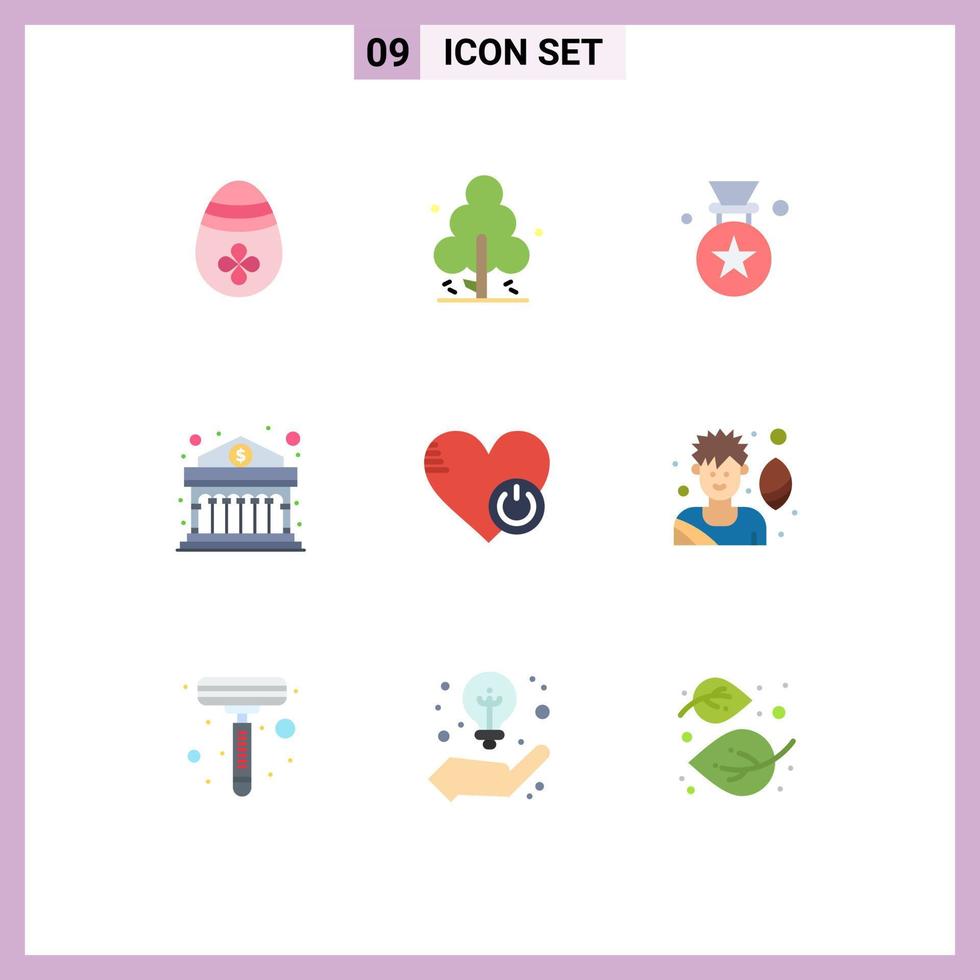 Modern Set of 9 Flat Colors and symbols such as off money star finance bank Editable Vector Design Elements