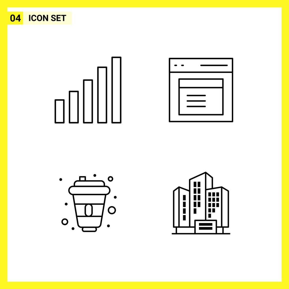 4 Icon Set Simple Line Symbols Outline Sign on White Background for Website Design Mobile Applications and Print Media vector