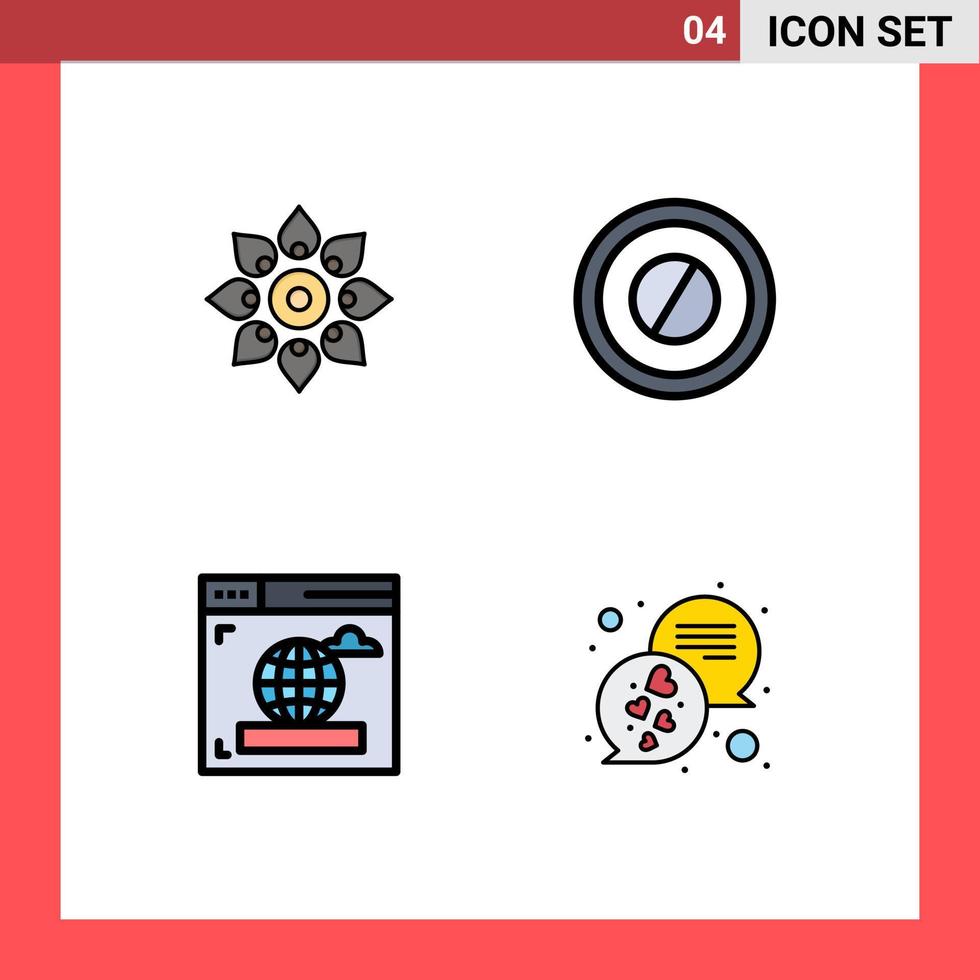 4 colores planos de línea de llenado de vectores temáticos y símbolos editables de los elementos de diseño de vectores editables de la web médica de diwali del navegador de celebración