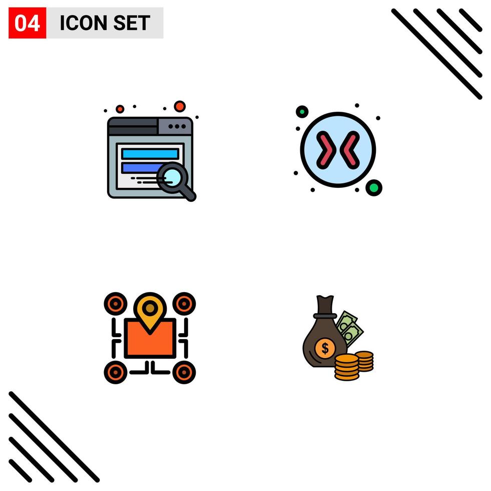 4 iconos creativos signos y símbolos modernos del área de búsqueda flechas ubicación dinero elementos de diseño vectorial editables vector