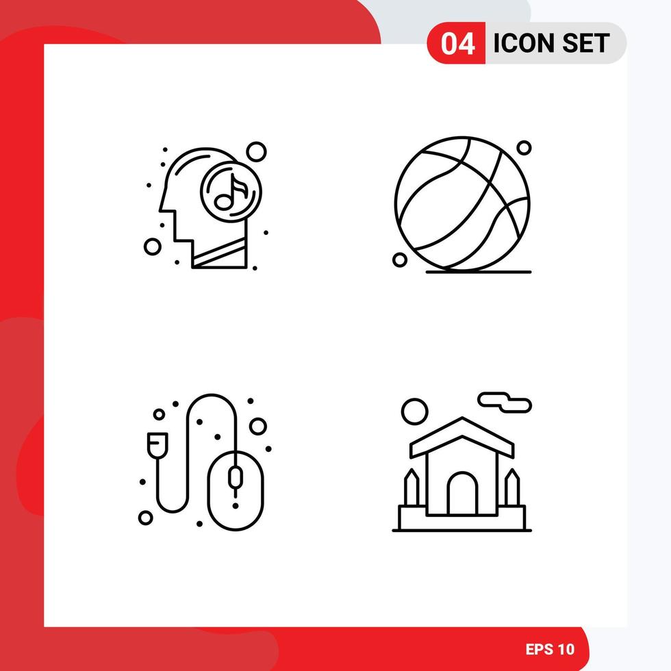 Stock Vector Icon Pack of 4 Line Signs and Symbols for human hardware relaxed father control Editable Vector Design Elements