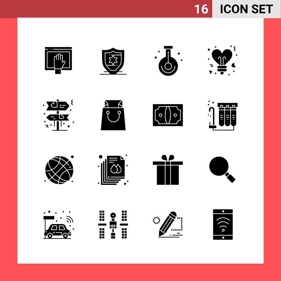 16 Icon Pack Solid Style Glyph Symbols on White Background Simple Signs for general designing vector