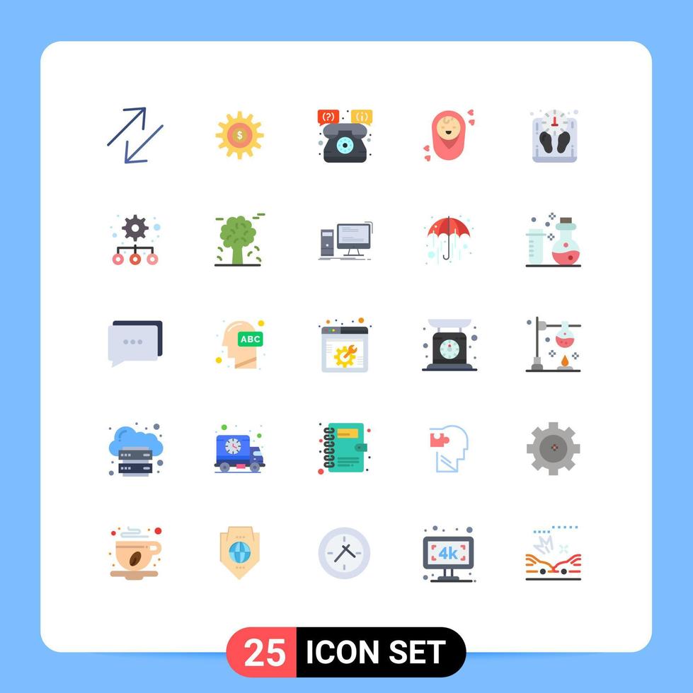 grupo de símbolos de iconos universales de 25 colores planos modernos de escala masa tienda dieta niño elementos de diseño vectorial editables vector