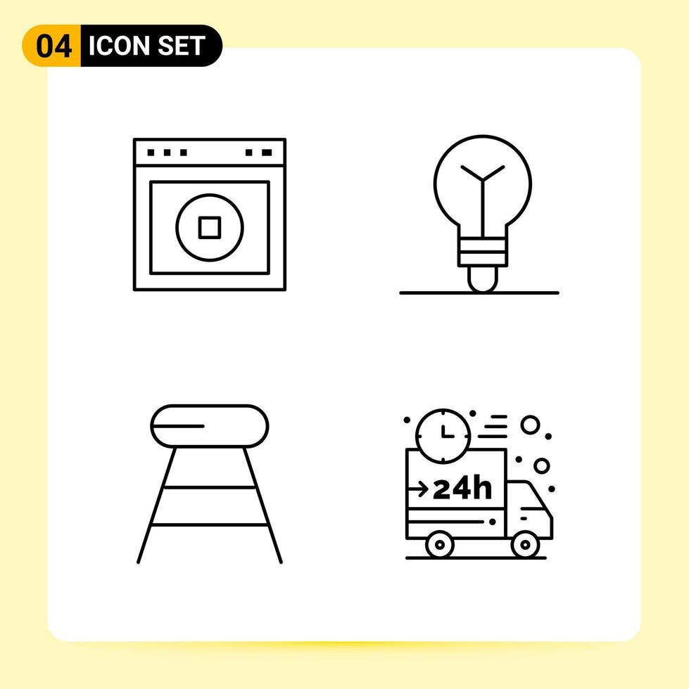 4 Creative Icons for Modern website design and responsive mobile apps 4 Outline Symbols Signs on White Background 4 Icon Pack vector