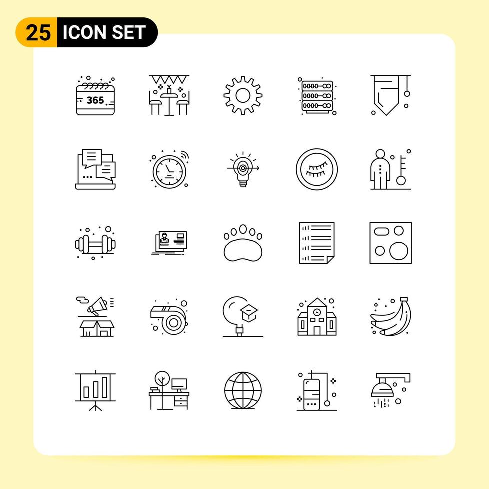 Group of 25 Lines Signs and Symbols for study badge party server hosting Editable Vector Design Elements