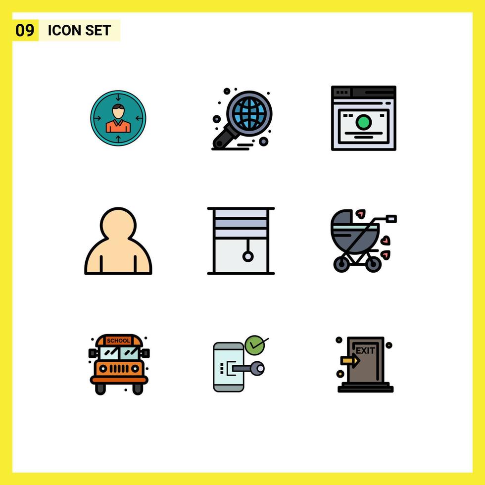 Modern Set of 9 Filledline Flat Colors Pictograph of human quicklinks business page layout Editable Vector Design Elements